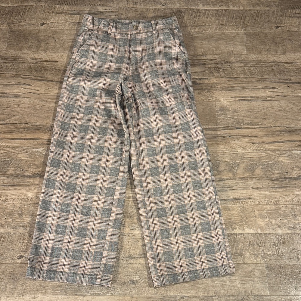 American Eagle “Super High-Rise Baggy Wide Leg” Pants - Gray Tan & Blue - Size 4